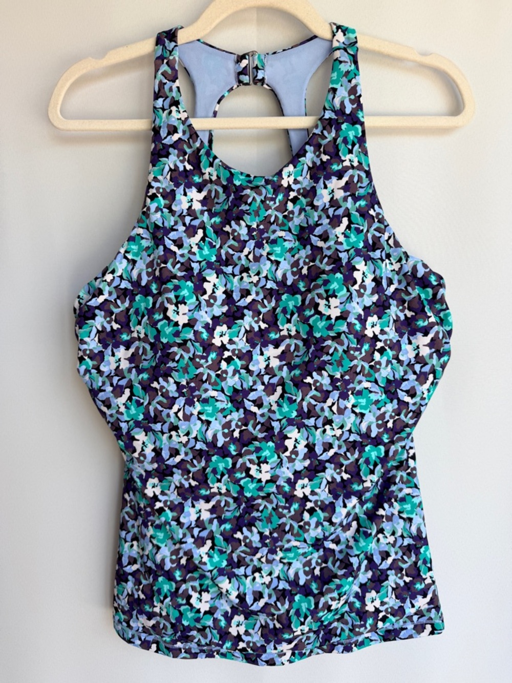 Athleta Floral High Neck Tankini Swim Top 40D/DD – Built-In Bra Support